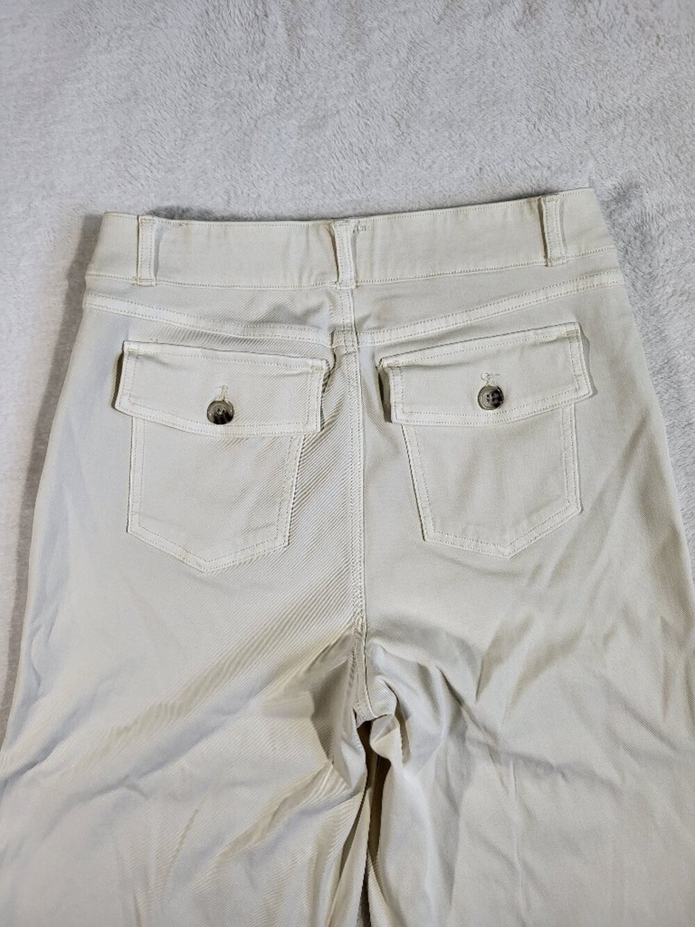 Spanx Stretch Twill Cropped Wide Leg Pants Off White size large - Picture 12 of 13